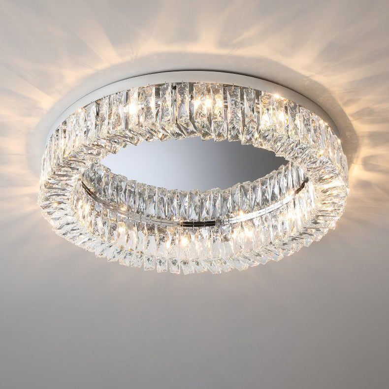 Modern Luxury Round Hollow Out Crystal Stainless Steel 6/8/12/16 Light Flush Mount Ceiling Light For Bedroom