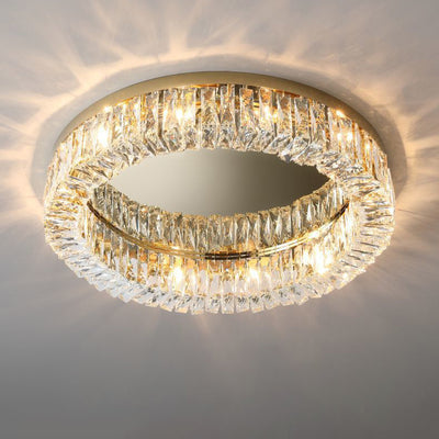 Modern Luxury Round Hollow Out Crystal Stainless Steel 6/8/12/16 Light Flush Mount Ceiling Light For Bedroom