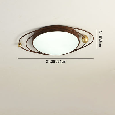 Traditional Chinese Round Line Acrylic Iron LED Flush Mount Ceiling Light For Bedroom