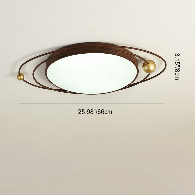 Traditional Chinese Round Line Acrylic Iron LED Flush Mount Ceiling Light For Bedroom