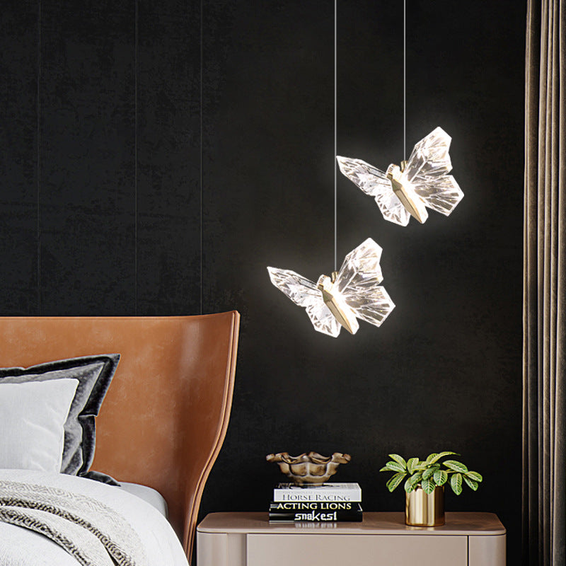 Contemporary Creative Butterfly Acrylic Zinc LED Pendant Light For Living Room