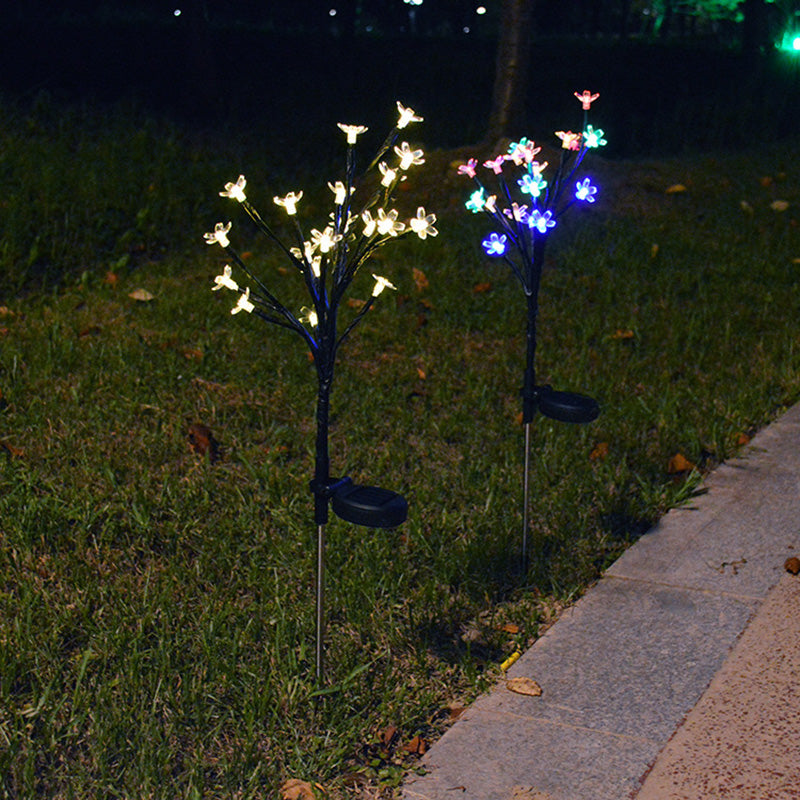 Modern Art Deco Cherry Blossom Lotus Plastic LED Outdoor Ground Plug Light For Garden