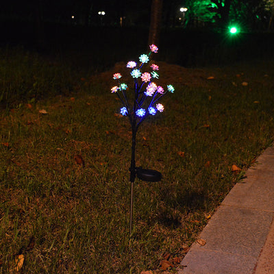 Modern Art Deco Cherry Blossom Lotus Plastic LED Outdoor Ground Plug Light For Garden