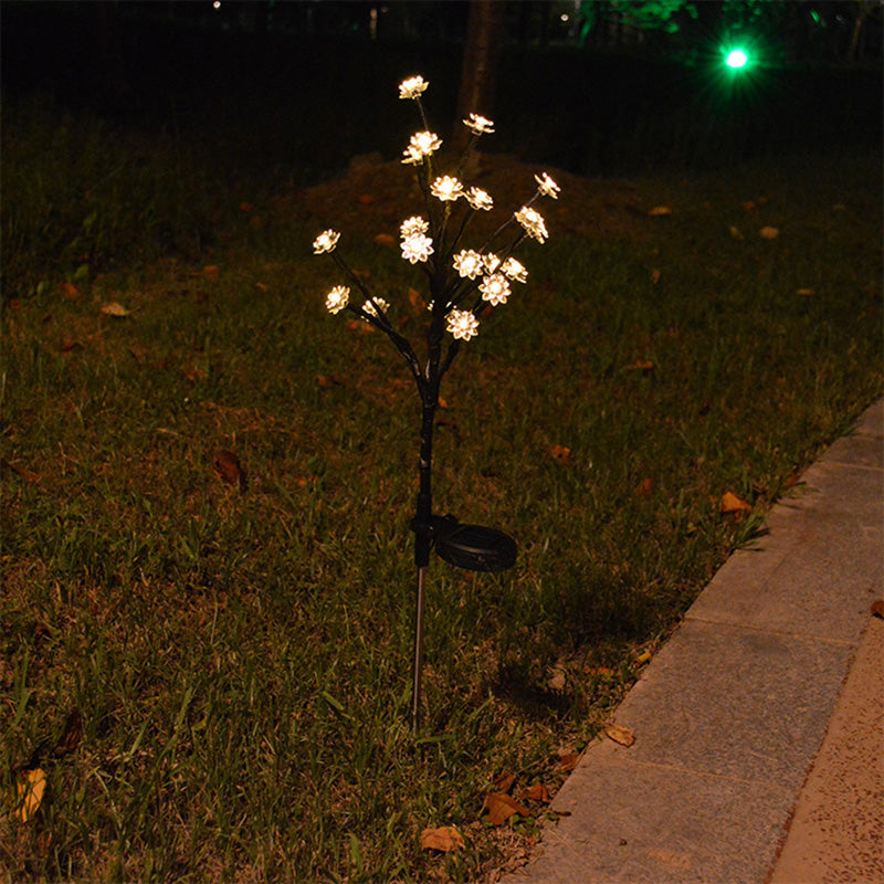 Modern Art Deco Cherry Blossom Lotus Plastic LED Outdoor Ground Plug Light For Garden