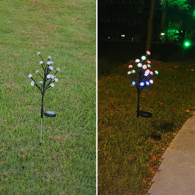 Modern Art Deco Cherry Blossom Lotus Plastic LED Outdoor Ground Plug Light For Garden