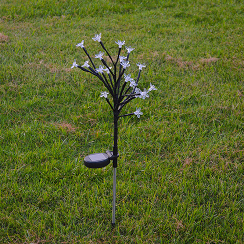 Modern Art Deco Cherry Blossom Lotus Plastic LED Outdoor Ground Plug Light For Garden