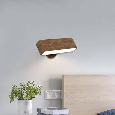 Modern Minimalist Rectangle Wood LED Wall Sconce Lamp For Living Room