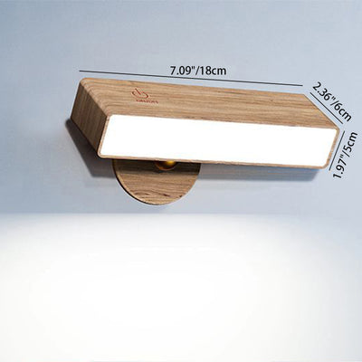 Modern Minimalist Rectangle Wood LED Wall Sconce Lamp For Living Room