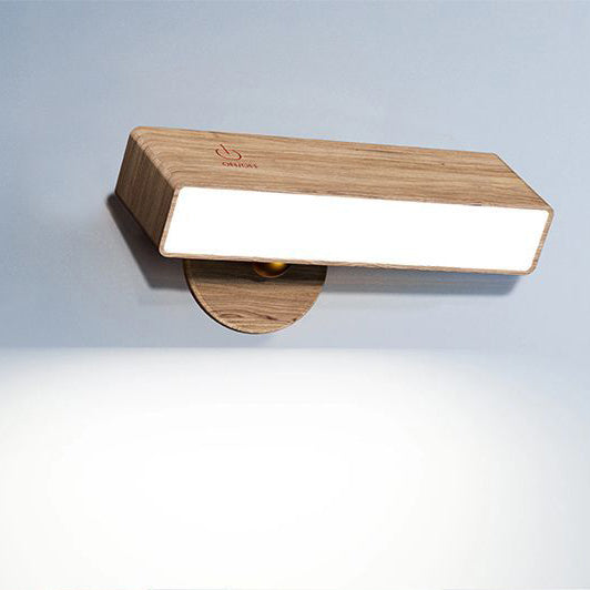 Modern Minimalist Rectangle Wood LED Wall Sconce Lamp For Living Room