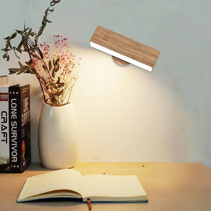 Modern Minimalist Rectangle Wood LED Wall Sconce Lamp For Living Room