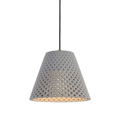 Contemporary Scandinavian Conical Hollow Hole Cement 1-Light Pendant Light For Living Room