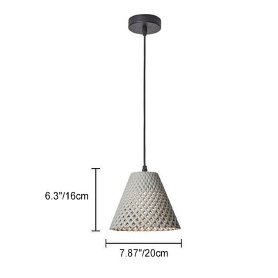 Contemporary Scandinavian Conical Hollow Hole Cement 1-Light Pendant Light For Living Room