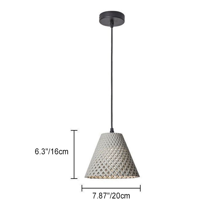 Contemporary Scandinavian Conical Hollow Hole Cement 1-Light Pendant Light For Living Room