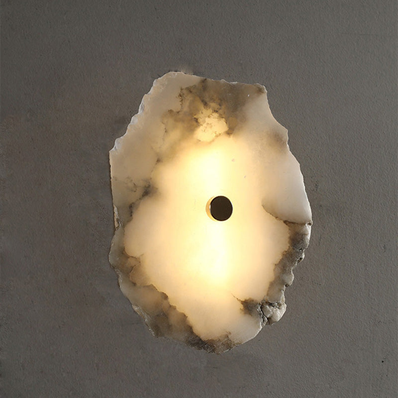 Contemporary Creative Irregular Circle Hardware Marble LED Wall Sconce Lamp For Living Room