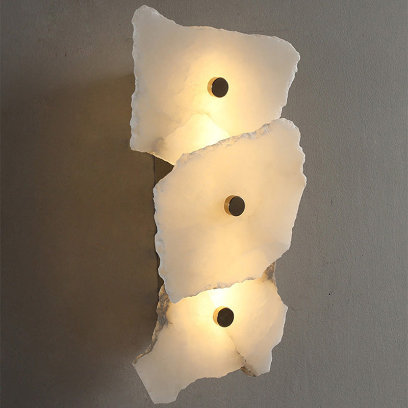 Contemporary Creative Irregular Circle Hardware Marble LED Wall Sconce Lamp For Living Room