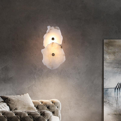 Contemporary Creative Irregular Circle Hardware Marble LED Wall Sconce Lamp For Living Room