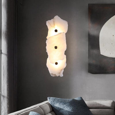 Contemporary Creative Irregular Circle Hardware Marble LED Wall Sconce Lamp For Living Room