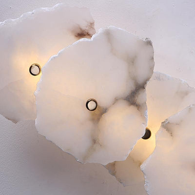 Contemporary Creative Irregular Circle Hardware Marble LED Wall Sconce Lamp For Living Room