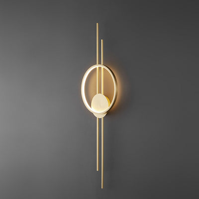 Contemporary Scandinavian Round Line Silicone Copper LED Wall Sconce Lamp For Bedroom