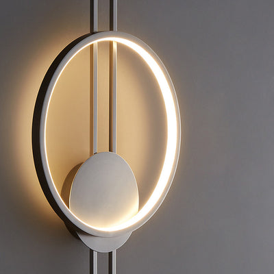 Contemporary Scandinavian Round Line Silicone Copper LED Wall Sconce Lamp For Bedroom