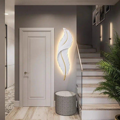 Contemporary Creative Feather Shape Resin Silicone LED Wall Sconce Lamp For Bedroom