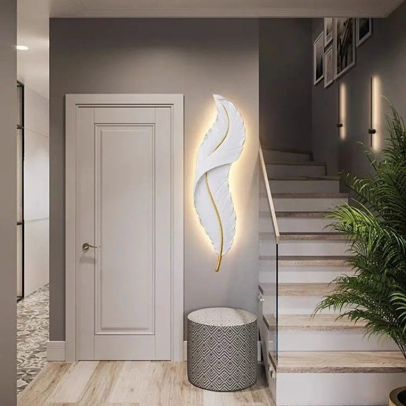 Contemporary Creative Feather Shape Resin Silicone LED Wall Sconce Lamp For Bedroom