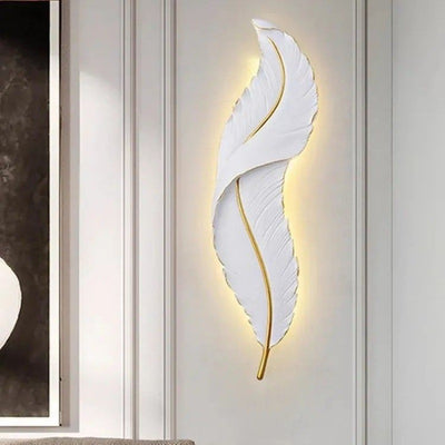 Contemporary Creative Feather Shape Resin Silicone LED Wall Sconce Lamp For Bedroom