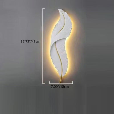 Contemporary Creative Feather Shape Resin Silicone LED Wall Sconce Lamp For Bedroom