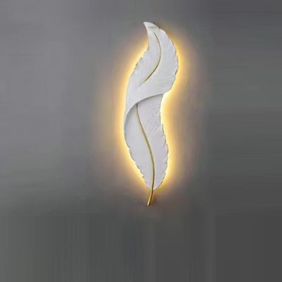 Contemporary Creative Feather Shape Resin Silicone LED Wall Sconce Lamp For Bedroom