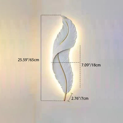 Contemporary Creative Feather Shape Resin Silicone LED Wall Sconce Lamp For Bedroom