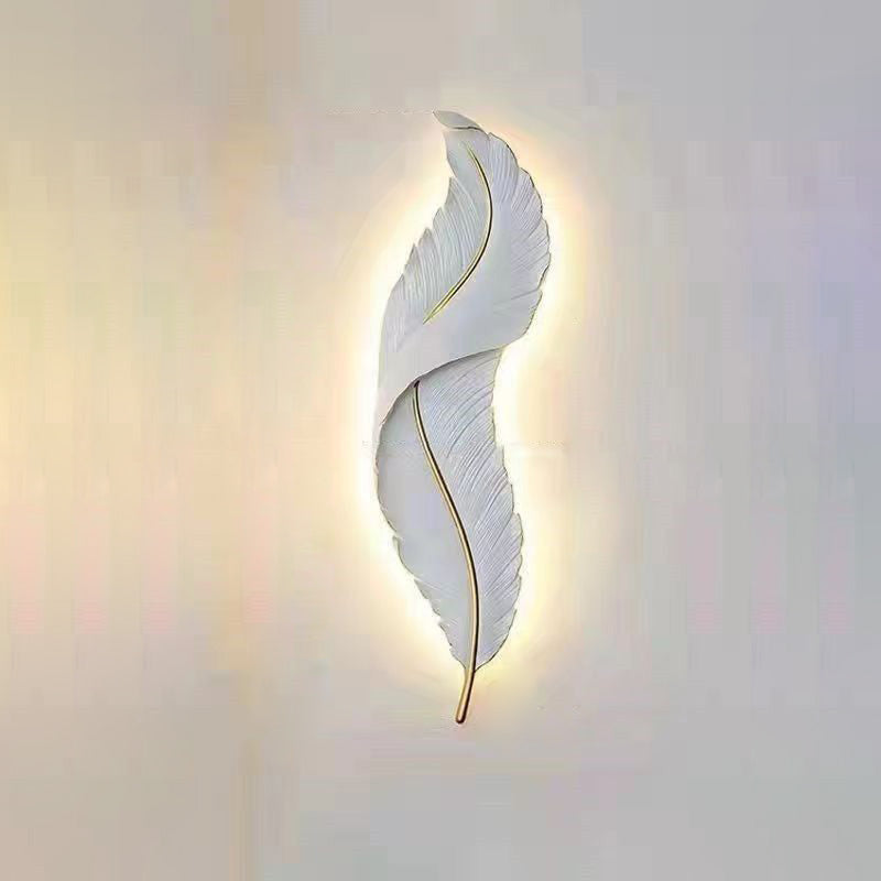 Contemporary Creative Feather Shape Resin Silicone LED Wall Sconce Lamp For Bedroom