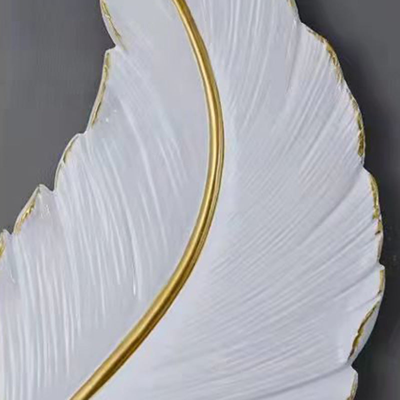 Contemporary Creative Feather Shape Resin Silicone LED Wall Sconce Lamp For Bedroom