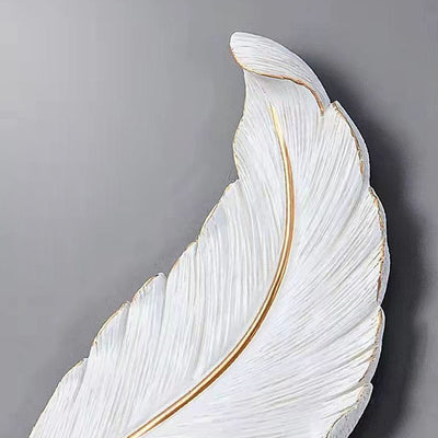 Contemporary Creative Feather Shape Resin Silicone LED Wall Sconce Lamp For Bedroom