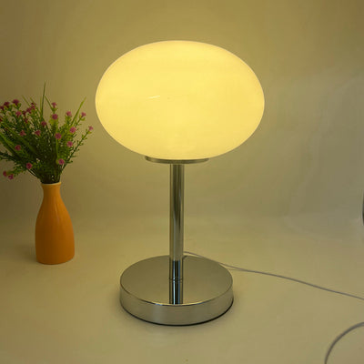 Modern Minimalist Flat Orb Glass Iron 1-Light Table Lamp For Living Room