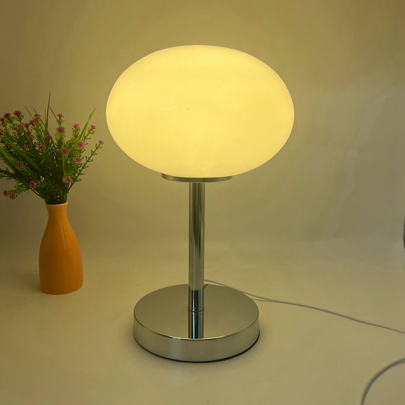 Modern Minimalist Flat Orb Glass Iron 1-Light Table Lamp For Living Room