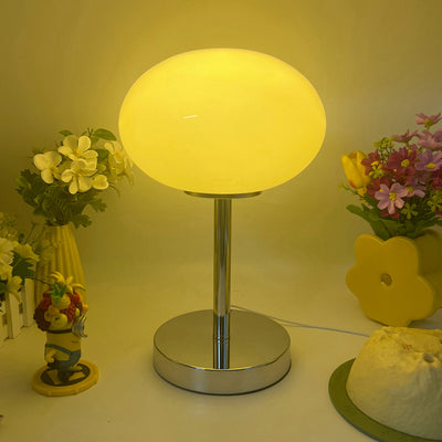 Modern Minimalist Flat Orb Glass Iron 1-Light Table Lamp For Living Room