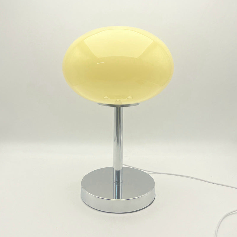 Modern Minimalist Flat Orb Glass Iron 1-Light Table Lamp For Living Room