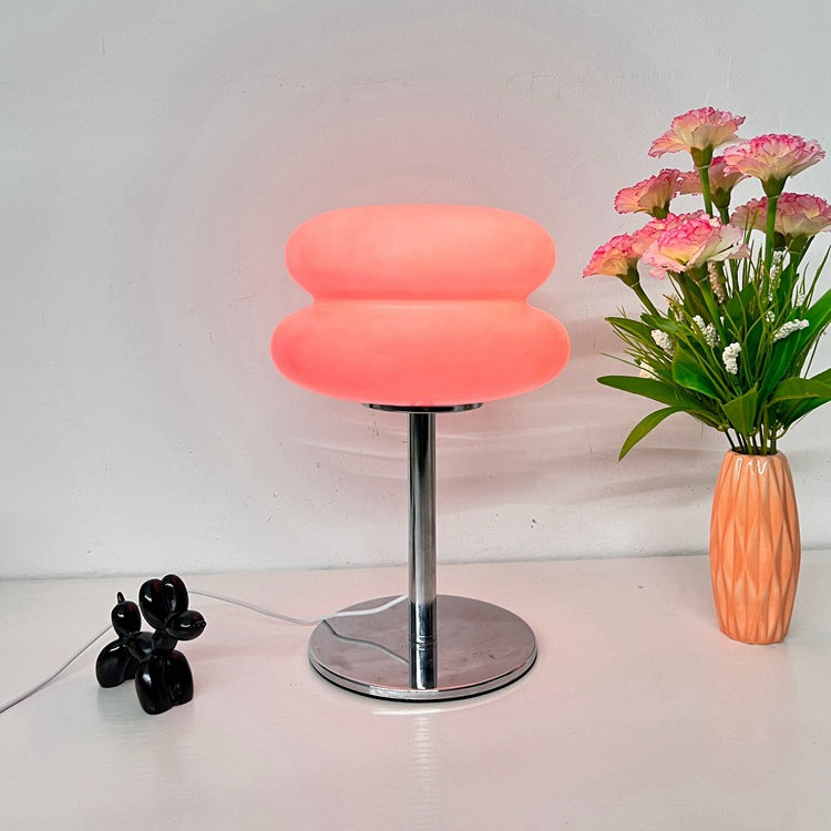 Contemporary Creative Round Hamburger Glass Iron 1-Light Table Lamp For Living Room