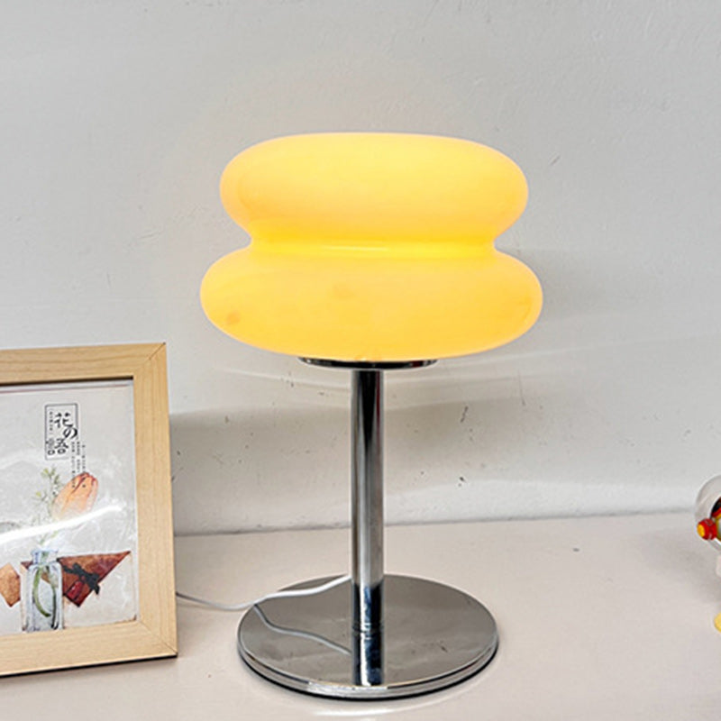 Contemporary Creative Round Hamburger Glass Iron 1-Light Table Lamp For Living Room