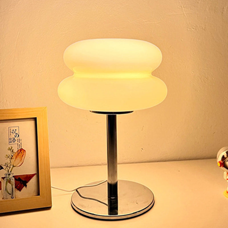 Contemporary Creative Round Hamburger Glass Iron 1-Light Table Lamp For Living Room