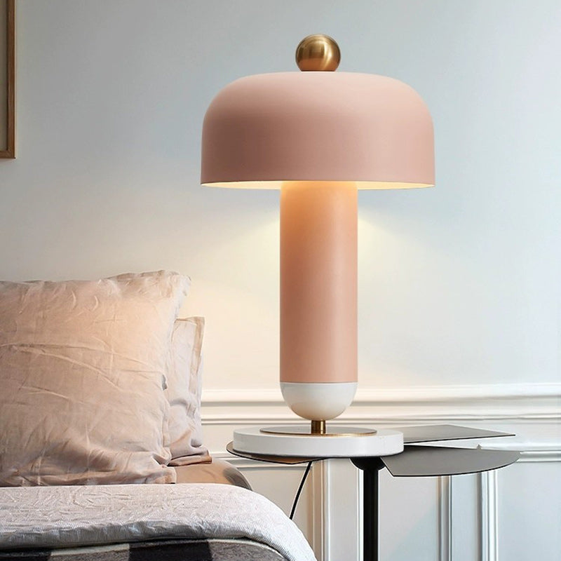 Modern Minimalist Round Cylinder Iron 1-Light Table Lamp For Bedroom