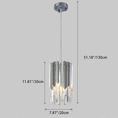 Modern Luxury Round Branch Crystal Iron 1-Light Pendant Light For Living Room