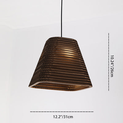 Traditional Japanese Square Umbrella Wide Bell Corrugated Paper 1-Light Pendant Light For Bedroom