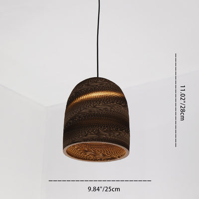 Traditional Japanese Square Umbrella Wide Bell Corrugated Paper 1-Light Pendant Light For Bedroom