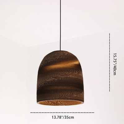 Traditional Japanese Square Umbrella Wide Bell Corrugated Paper 1-Light Pendant Light For Bedroom