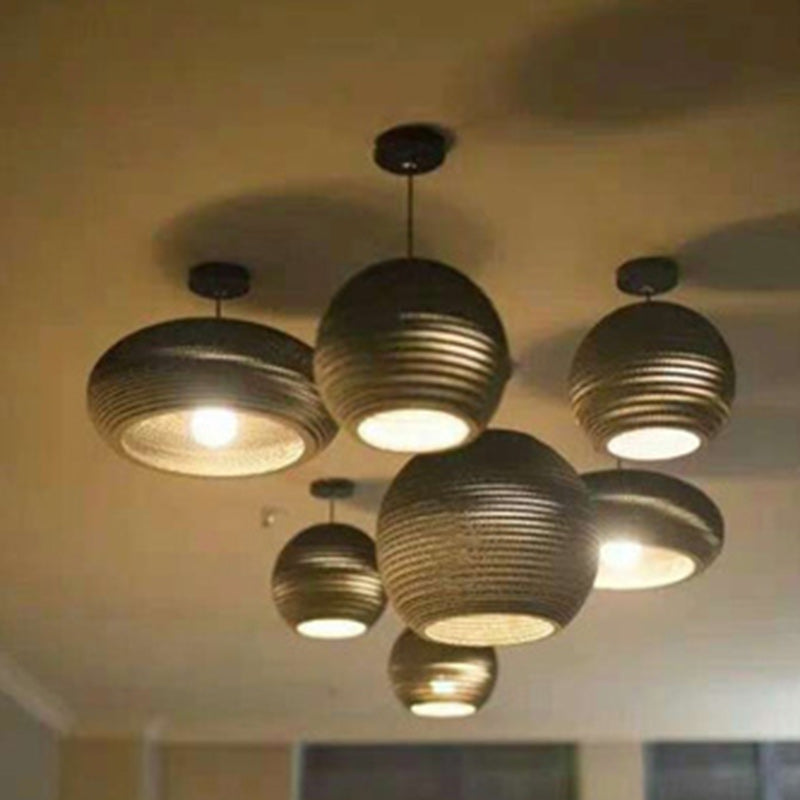 Traditional Japanese Square Umbrella Wide Bell Corrugated Paper 1-Light Pendant Light For Bedroom