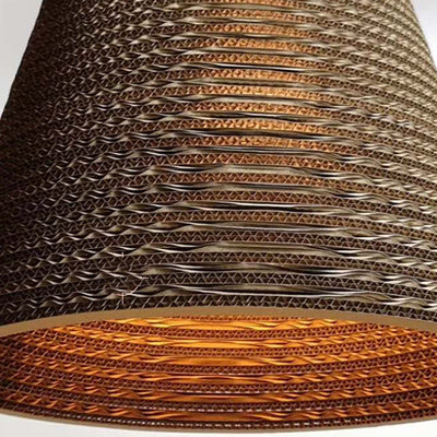 Lustre suspendu à 1 lumière en papier ondulé à large cloche et parapluie carré japonais traditionnel pour chambre 