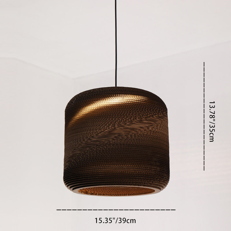 Traditional Japanese Square Umbrella Wide Bell Corrugated Paper 1-Light Pendant Light For Bedroom