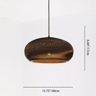 Traditional Japanese Square Umbrella Wide Bell Corrugated Paper 1-Light Pendant Light For Bedroom