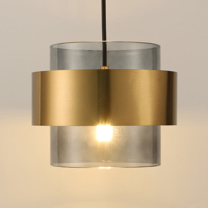 Contemporary Scandinavian Round Ring Glass Metal 1-Light Pendant Light For Living Room